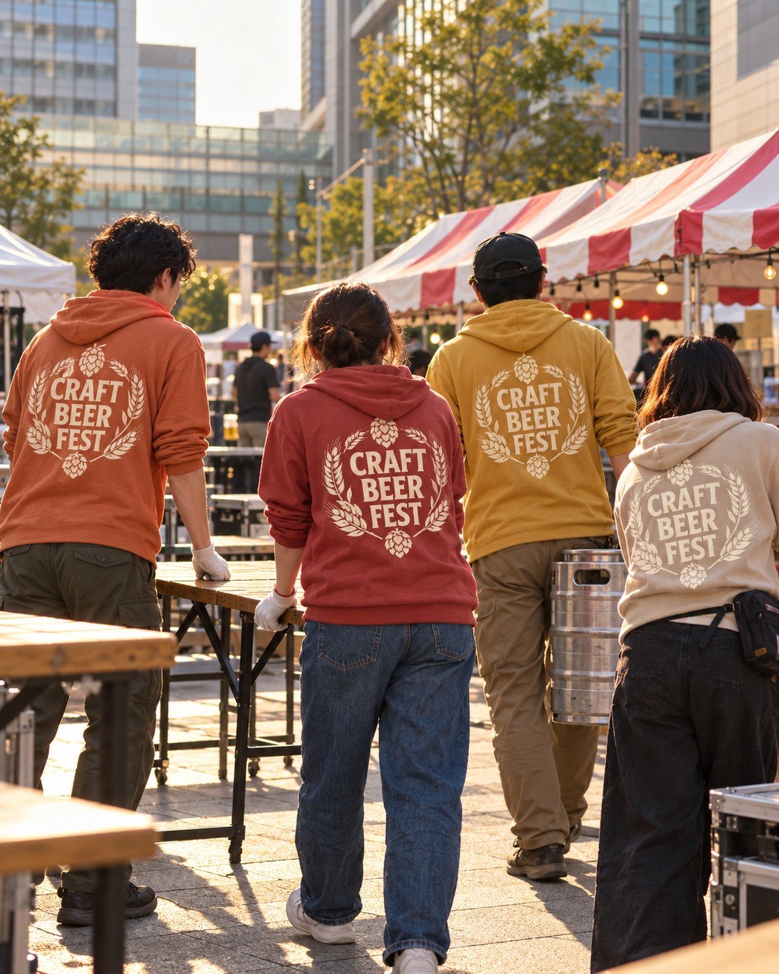 地域イベントの準備をするスタッフ
